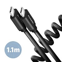 AXAGON BUCM-CM20TB, TWISTER kabel USB-C <-> USB-C, 1.1m, USB 2.0, PD 60W 3A, ALU, tpe, černý AXAGON BUCM-CM20TB, TWISTER kabel USB-C <-> USB-C, 1.1m, USB 2.0, PD 60W 3A, ALU, tpe, černý