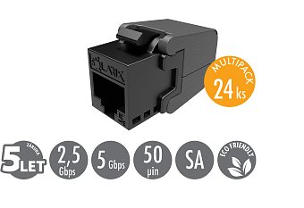 MULTIPACK 24ks Keystone Solarix CAT5E UTP RJ45 černý samořezný