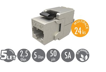MULTIPACK 24ks Keystone Solarix CAT6 STP RJ45 černý samořezný