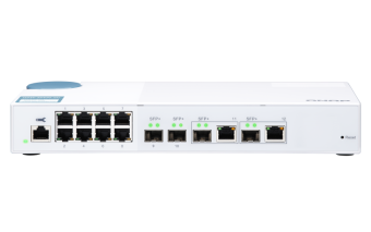 QNAP řízený switch QSW-M408-2C (12portů: 8x Gigabit port + 4x 10G SFP+ /2x 10GbE kombo porty)