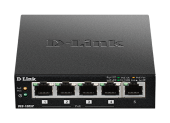 D-Link DES-1005P 5-port 10/100 switch, 4xPoE+,60W