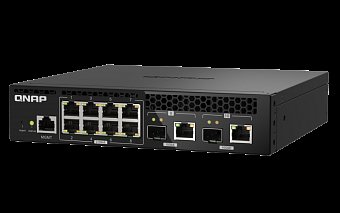 QNAP řízený switch QSW-M2108R-2C (8x 2,5GbE RJ45 a 2x kombo 10GbE SFP+/RJ-45, malá šířka)