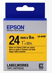Epson Label Cartridge Pastel LK-6YBP Black/Yellow 24mm (9m)