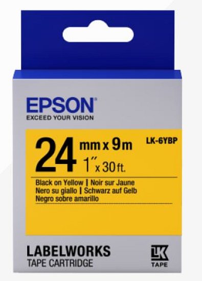 Epson Label Cartridge Pastel LK-6YBP Black/Yellow 24mm (9m)