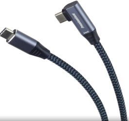 PremiumCord USB-C zahnutý kabel ( USB 3.2 GEN 2x2, 5A, 100W, 20Gbit/s ) bavlněný oplet, 3m