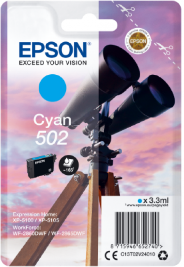 EPSON singlepack,Cyan 502,Ink,standard