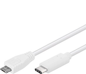 PremiumCord USB-C/male - USB 2.0 Micro-B/Male, bílý, 0,6m PremiumCord USB-C/male - USB 2.0 Micro-B/Male, bílý, 0,6m