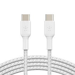 BELKIN kabel oplétaný USB-C - USB-C, 1m, bílý