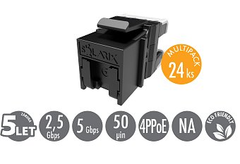 MULTIPACK 24 ks - rychlozařezávací keystone Solarix CAT6 UTP RJ45 černý pro kleště