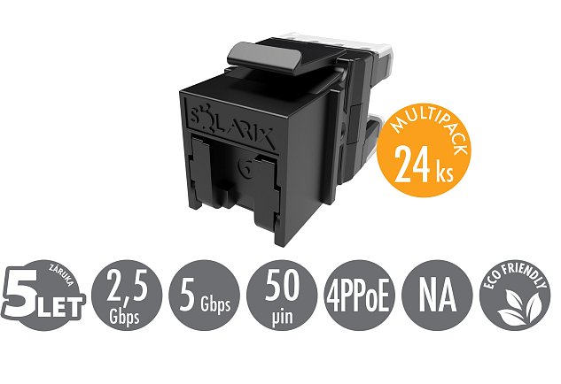 MULTIPACK 24 ks - rychlozařezávací keystone Solarix CAT6 UTP RJ45 černý pro kleště