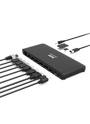 PORT CONNECT Dokovací stanice pro kanceláře, USB-C, 3x4K, černá