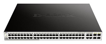 D-Link DGS-1210-52MP L2/L3 Smart+ PoE switch, 48x GbE PoE+, 4x RJ45/SFP, PoE 370W