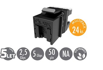 MULTIPACK 24 Keystone Solarix CAT5E UTP RJ45 černý pro kleště