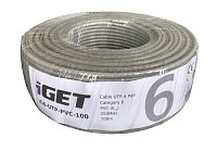Síťový kabel iGET CAT6 UTP PVC Eca 100m/box, kabel drát, s třídou reakce na oheň Eca