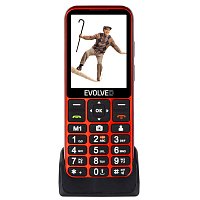 EVOLVEO EasyPhone LT, mobilní telefon pro seniory s nabíjecím stojánkem (červená barva)