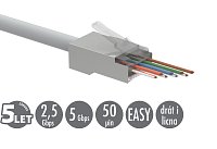 Univerzální EASY konektor RJ45 CAT5E STP 8p8c na drát i licnu, 100ks