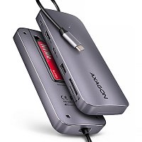 AXAGON HMC-6GM2, USB 10Gbps hub, USB-A, USB-C, HDMI, M.2 slot, SD/MicroSD, PD 100W, kabel 20cm AXAGON HMC-6GM2, USB 10Gbps hub, USB-A, USB-C, HDMI, M.2 slot, SD/MicroSD, PD 100W, kabel 20cm
