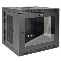 Skříň SmartRack 10U, hloubka pro přepínače, prosklené dveře, montáž na stěnu