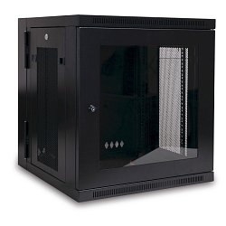 Skříň SmartRack 12U, hloubka pro přepínače, prosklené dveře, montáž na stěnu