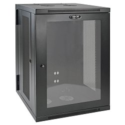 Skříň SmartRack 18U, hloubka pro přepínače, prosklené dveře, montáž na stěnu
