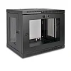 Skříň SmartRack 9U, Mini Rack, hloubka pro přepínače, prosklené dveře, montáž na stěnu