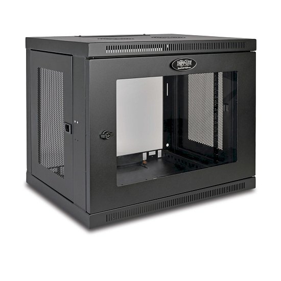 Skříň SmartRack 9U, Mini Rack, hloubka pro přepínače, prosklené dveře, montáž na stěnu