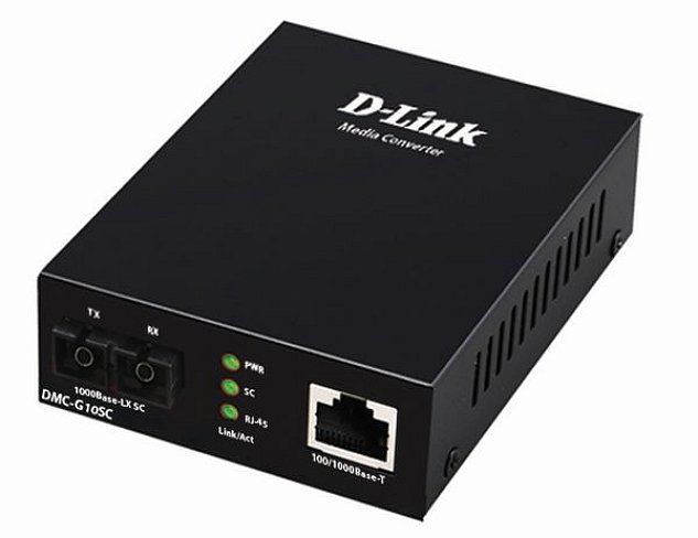 D-Link DMC-G10SC/E - 100/1000BaseT to 1000BaseLX (SC) Single-mode Media Converter (10 km)