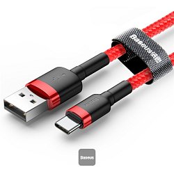 Baseus datový kabel Cafule USB-C 2m 2A šedo-černý Baseus datový kabel Cafule USB-C 2m 2A šedo-černý