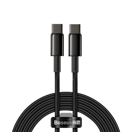 Baseus datový magnetický kabel Tungsten Gold USB-C/USB-C 1m 100W černý