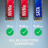 AXAGON ADM2-AM USB-A 10Gbps - M.2 NVMe & SATA SSD adaptér, kabel USB-A 10cm