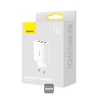 Baseus nabíječka do sítě Compact 3xUSB 17W bílá