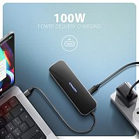 AXAGON HMC-6GLN, USB 5Gbps hub, 2x USB-A, USB-C, HDMI 4k/60Hz, RJ-45 GLAN, PD 100W, kabel USB-C 20cm AXAGON HMC-6GLN, USB 5Gbps hub, 2x USB-A, USB-C, HDMI 4k/60Hz, RJ-45 GLAN, PD 100W, kabel USB-C 20cm