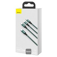 Baseus datový kabel Rapid 3v1 USB-C/microUSB, Lightning, USB-C 1,5m PD 20W zelený Baseus datový kabel Rapid 3v1 USB-C/microUSB, Lightning, USB-C 1,5m PD 20W zelený
