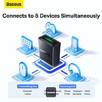 Baseus bezdrátový bluetooth adaptér BA07 černý Baseus bezdrátový bluetooth adaptér BA07 černý
