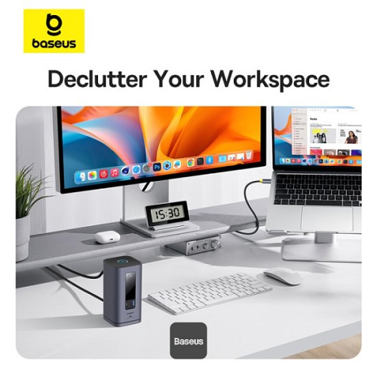 Baseus Dokovací stanice Spacemate 10v1 (USB-C PD 100W, USB-C, 2x USB-A, 2x HDMI) šedá