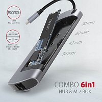 AXAGON HMC-6M2, USB 3.2 Gen 1 hub, 2x USB-A, HDMI, RJ-45 GLAN, SATA M.2, PD 100W, kabel USB-C 18cm AXAGON HMC-6M2, USB 3.2 Gen 1 hub, 2x USB-A, HDMI, RJ-45 GLAN, SATA M.2, PD 100W, kabel USB-C 18cm