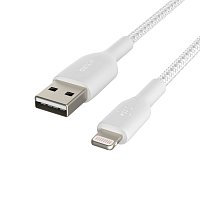 BELKIN kabel oplétaný USB-A - Lightning, 2m, bílý