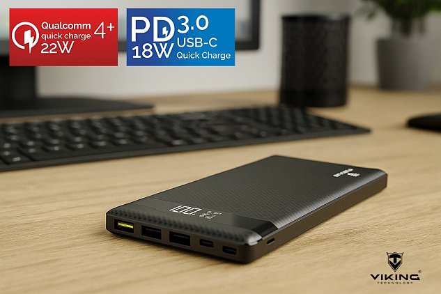 VIKING POWER BANK PN-962 QC3.0 20000mah, QUICK CHARGE 3.0, Černá