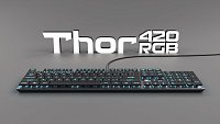Plochá mechanická klávesnice Genesis Thor 420 RGB US, Content Slim Blue switch, software