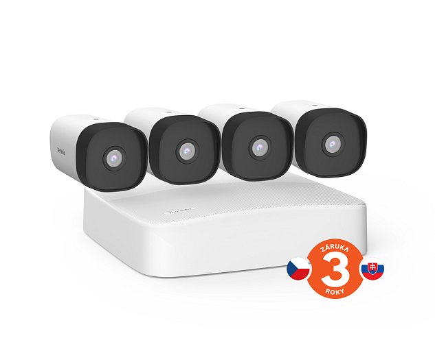 Tenda K4P-4TR - PoE kamerový set 4MPx, 4CH NVR + 4x IP kamera 4MPx, IP67, zvuk, web. rozhraní,CZ app