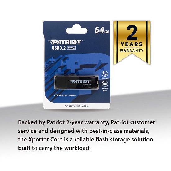 Patriot XPORTER CORE/64GB/USB 3.2/USB-A/Černá