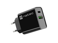 Universální nabíječka Natec RIBERA 20W 1X USB-A + 1X USB-C, černá Universální nabíječka Natec RIBERA 20W 1X USB-A + 1X USB-C, černá
