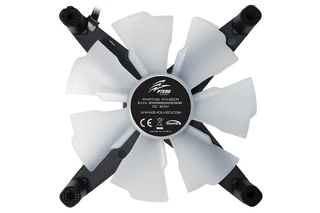 EVOLVEO Ptero 12CR, PWM, 4pin, LED červený, 12V  ventilátor 120mm