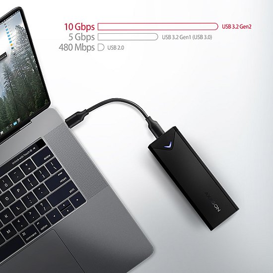 AXAGON EEM2-UB2 USB-C 10Gbps - M.2 NVMe SSD ARROW box, černý