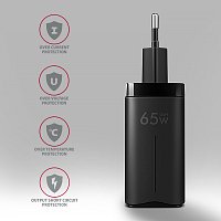 AXAGON ACU-DPQ65, GaN nabíječka do sítě 65W, 3x port (USB-A + dual USB-C), PD3.0/QC4+/PPS/Apple AXAGON ACU-DPQ65, GaN nabíječka do sítě 65W, 3x port (USB-A + dual USB-C), PD3.0/QC4+/PPS/Apple