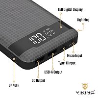 VIKING POWER BANK PN-961 QC3.0 10000mah, QUICK CHARGE 3.0, Černá