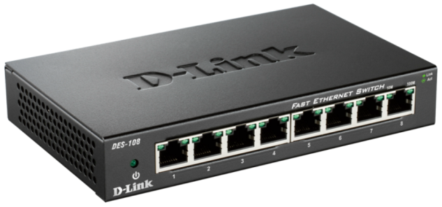 D-Link DES-108 kovový 8-port 10/100 Desktop Switch