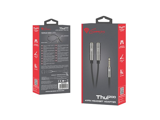 GENESIS THUL 200 - PRÉMIOVÝ 4-PIN ADAPTÉR SLUCHÁTEK PRO PS4/PC/Smartphony
