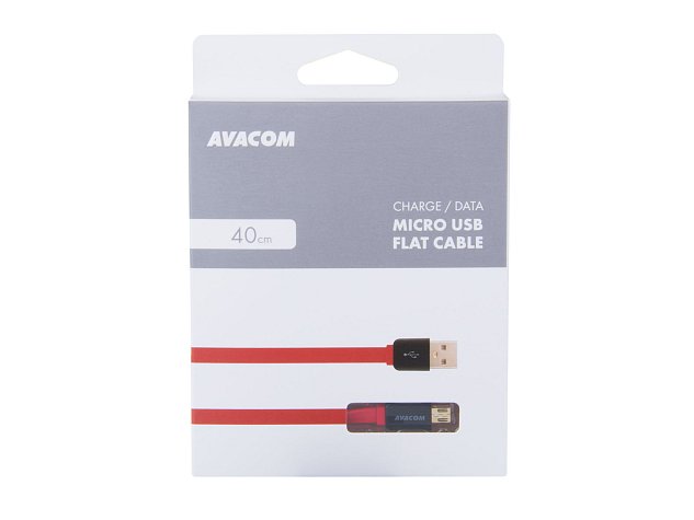 Kabel AVACOM MIC-40R USB - Micro USB, 40cm, červená