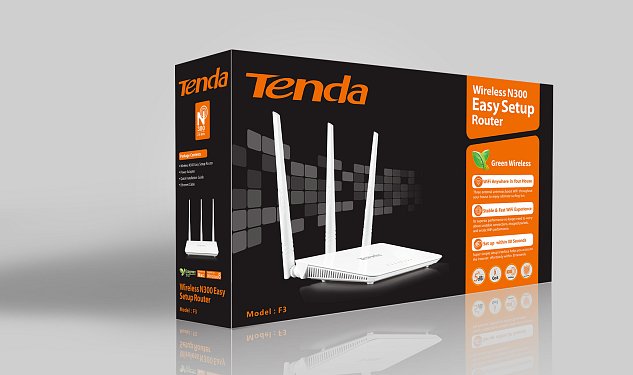 Tenda F3 (F303) WiFi N Router 802.11 b/g/n, 300 Mbps, WISP, Universal Repeater, 3x 5 dBi antény